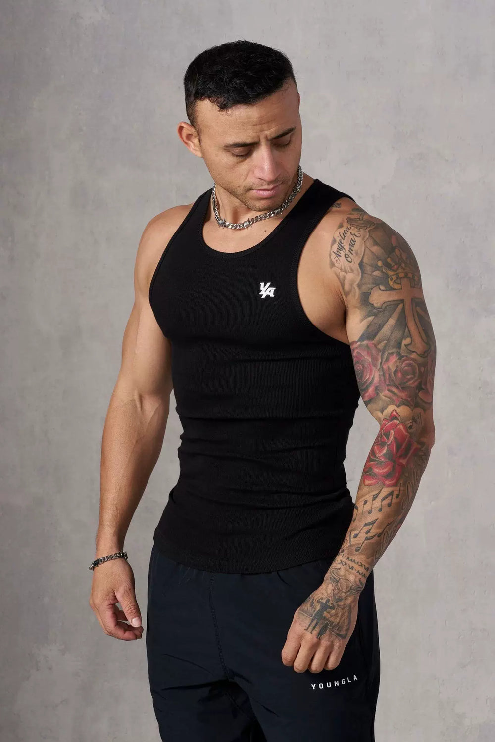 European and American trendy brand YOUNG LA new knitted ice silk ribbed sports fitness vest, running basketball training top