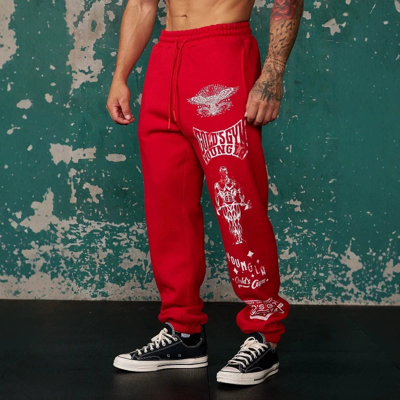 Autumn and Winter American Trendy Brand YOUNG LA New Muscle Fitness Sports Running Pants Casual Printed Leg Tights