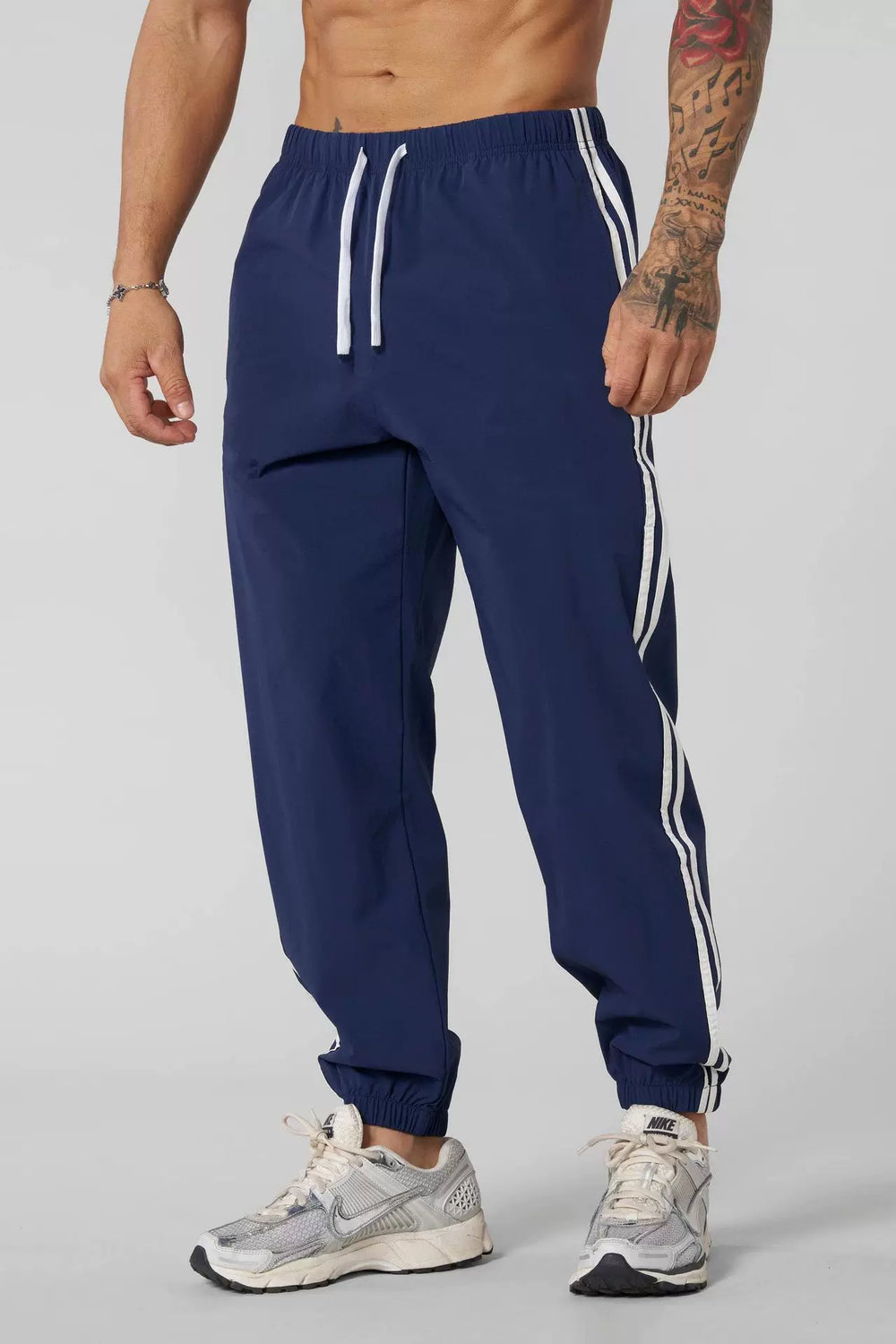 American trend YONGLA striped sports pants for fitness training, quick drying, breathable, elastic, casual pants for men, foreign trade