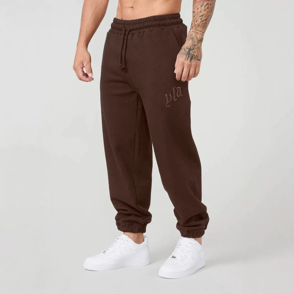 Autumn and winter new YoungLa men's jogging pants, heavyweight looped embroidery pants, fitness binding pants, sanitary pants