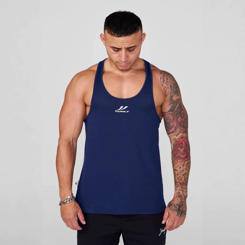 European and American trendy brand YOONGLA men's sleeveless vest fitness suit quick drying elastic exercise training running fitness top