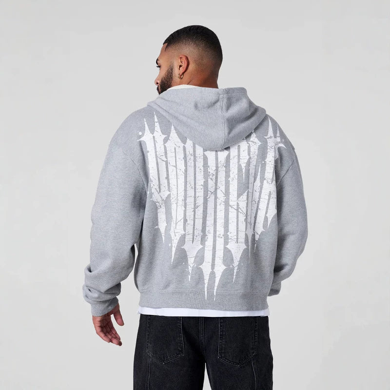 American fashion brand YOUNG LA hooded sweatshirt, fashionable jogging, casual fitness, running, zipper cardigan jacket