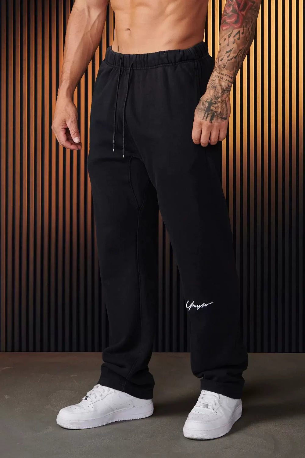 Autumn and Winter Trendy Brand YoungLa Men's Straight Leg Pants Heavy duty Woolen Embroidery Pants Jogger Sports Fitness Pants