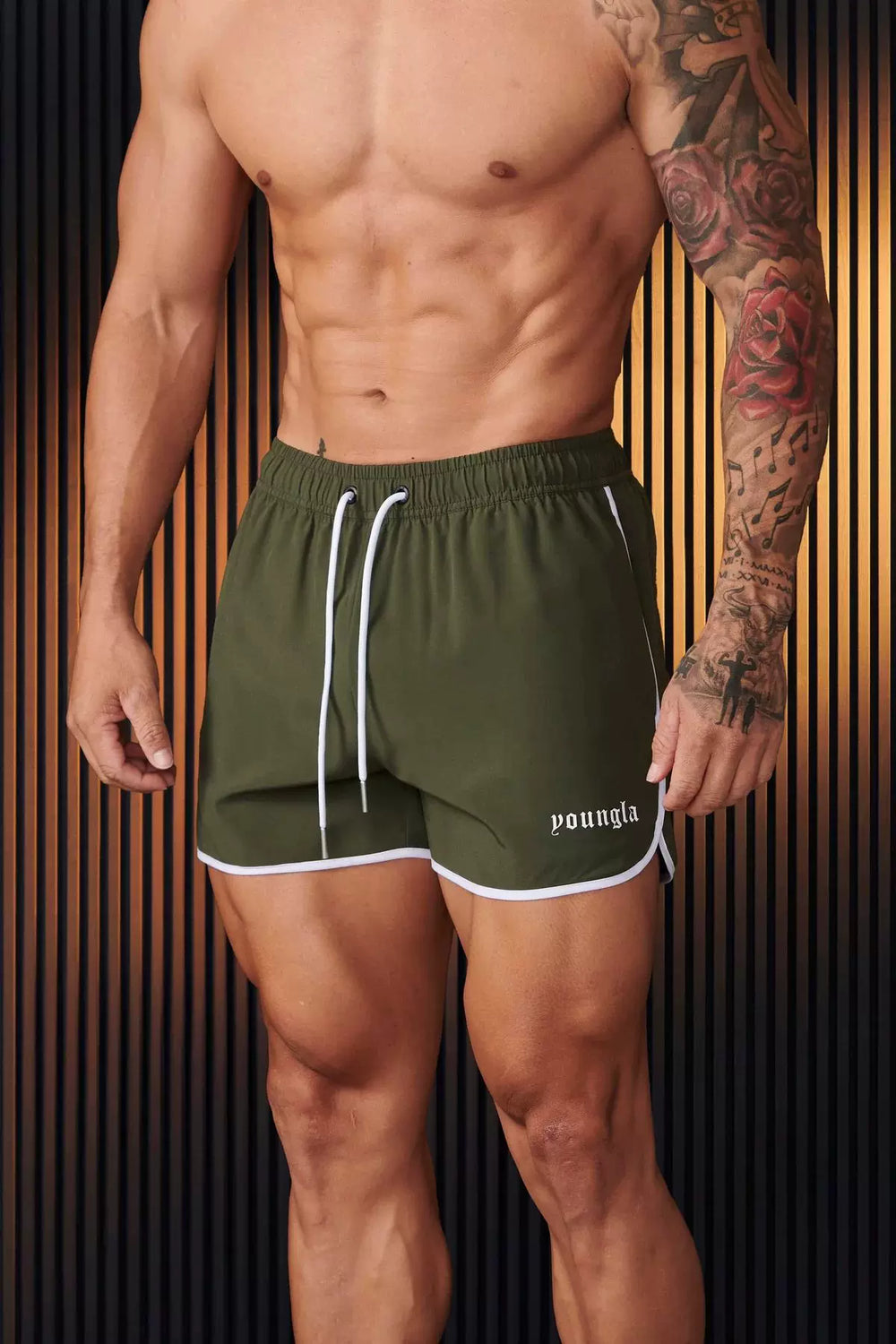 New American trendy brand YOUNG LA fitness shorts for runners, quick drying breathable running basketball shorts for men