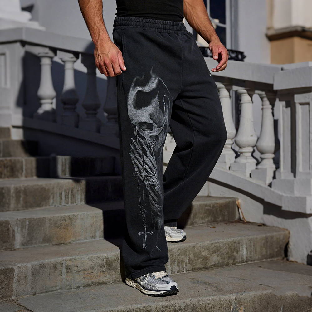 New American High Street Retro Hip Hop YOUNG LA Men's Fitness Sports Pants European and American Trendy Brand Casual Straight Pants
