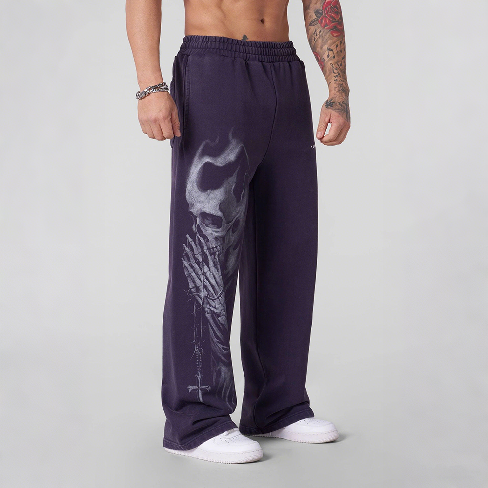 New American High Street Retro Hip Hop YOUNG LA Men's Fitness Sports Pants European and American Trendy Brand Casual Straight Pants