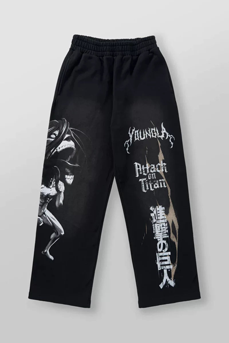 Spring and Autumn YoungLa pants American sports pants, fitness pants, cotton looped printed wide leg pants, cross-border foreign trade