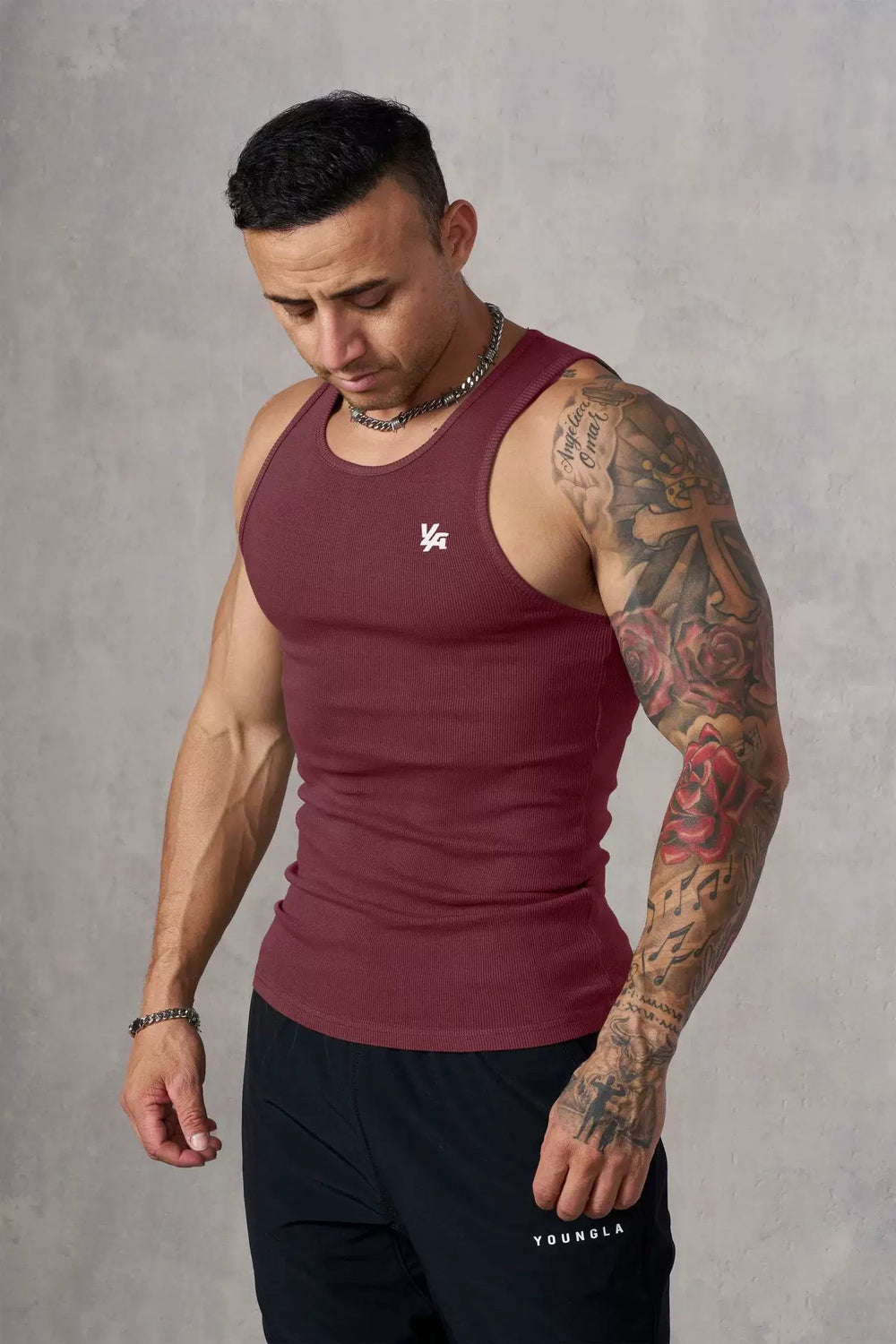European and American trendy brand YOUNG LA new knitted ice silk ribbed sports fitness vest, running basketball training top
