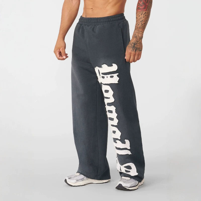 American fashion brand YOONGLA fitness training loose sports pants European and American embroidered straight leg pants Cross border foreign trade