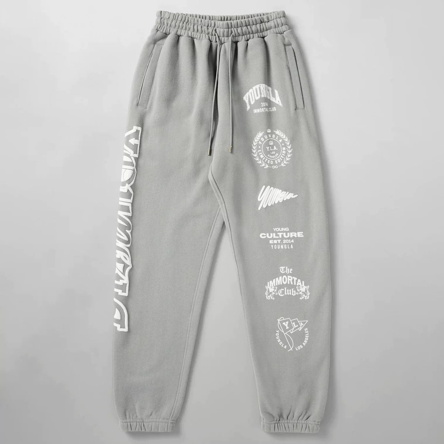 Cross-border foreign trade European and American trendy brand youngLa sports trousers American muscle fitness exercise casual foot trousers