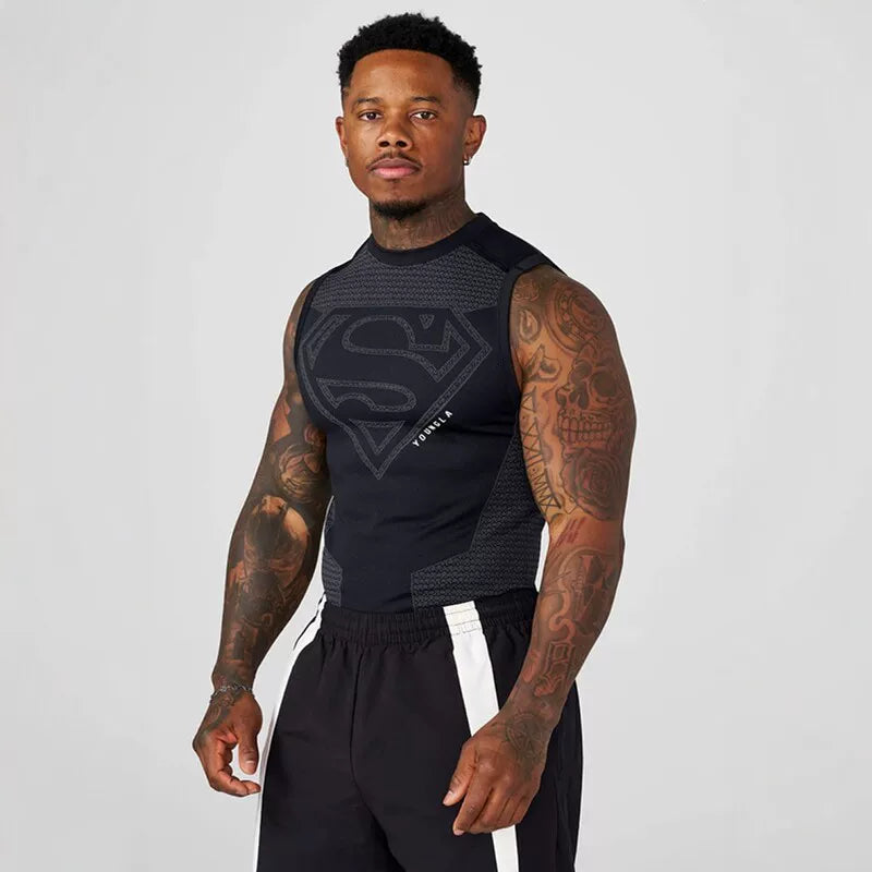 American fashion brand sports fitness YONGLA elastic vest tight fitting clothes men's high elasticity training fitness top vest