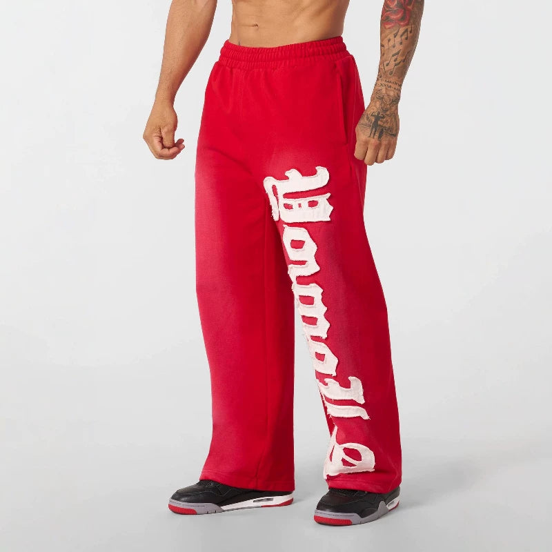 American fashion brand YOONGLA fitness training loose sports pants European and American embroidered straight leg pants Cross border foreign trade