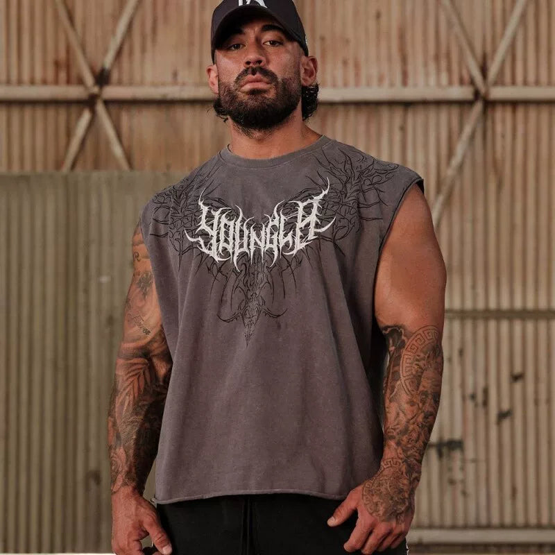 American fashion brand YOUNG LA fitness loose vest for runners, leisure risks, cotton trendy sleeveless top