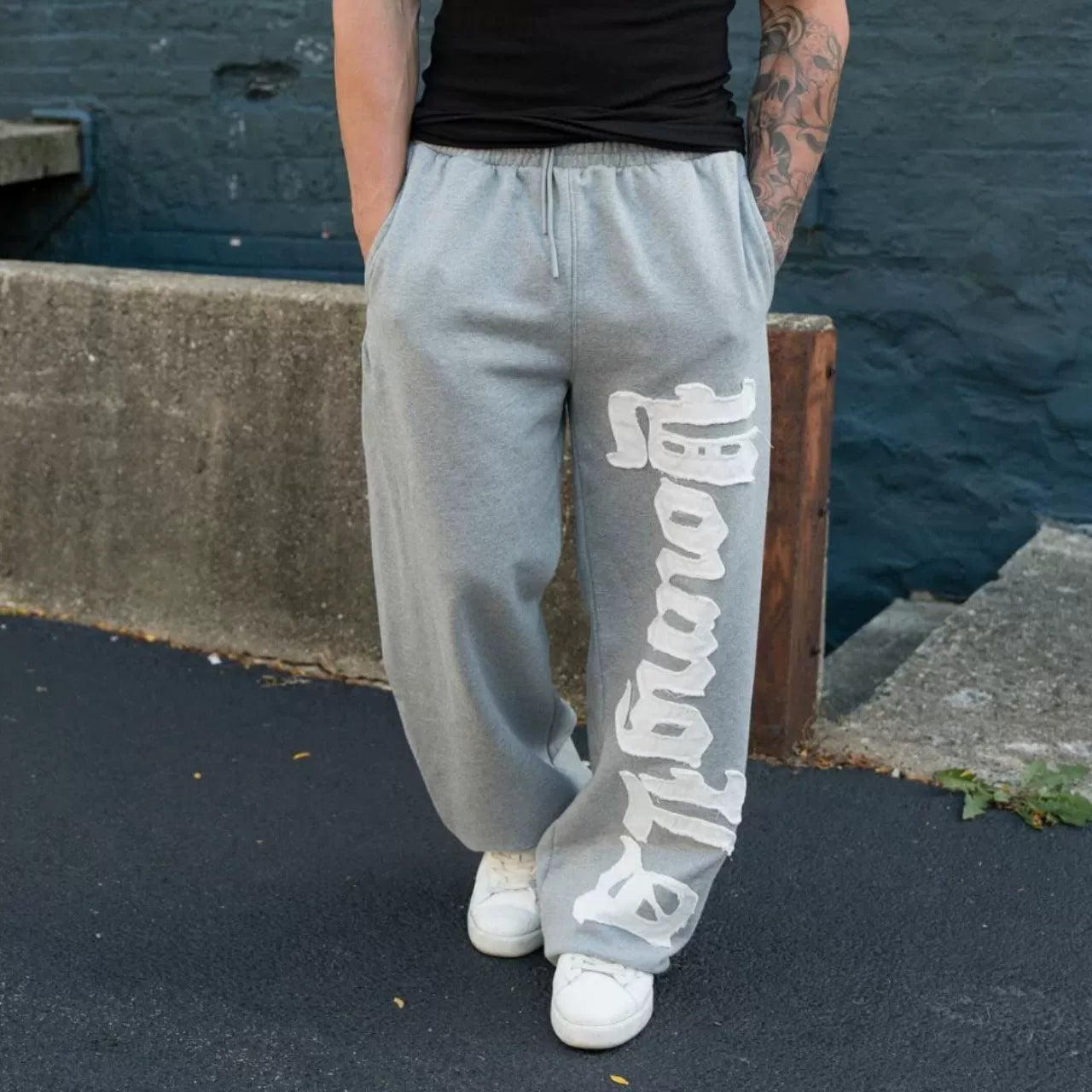 American fashion brand YOONGLA fitness training loose sports pants European and American embroidered straight leg pants Cross border foreign trade