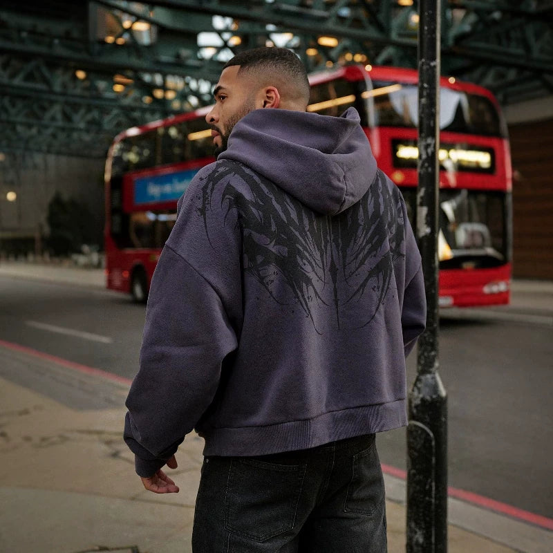 Autumn and winter new American fashion brand YOUNG LA sports hooded sweatshirt men's looped cotton jogging casual top jacket