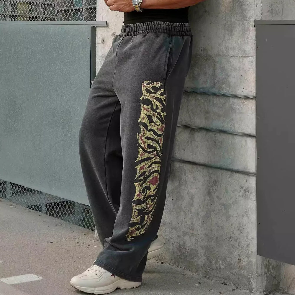 European and American trendy brand YOUNG LA sports straight leg pants American men's fitness training outdoor casual loose pants