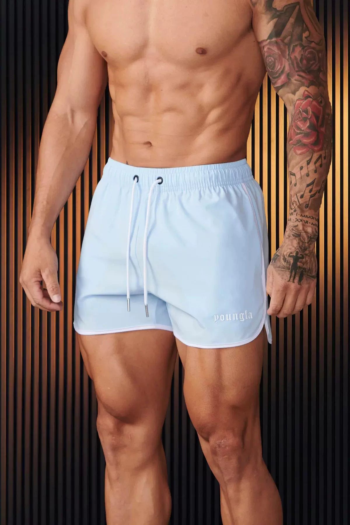 New American trendy brand YOUNG LA fitness shorts for runners, quick drying breathable running basketball shorts for men