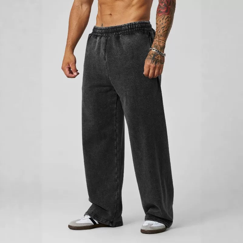American fashion brand YOONGLA fitness straight leg pants, jogging training, tied rope, casual loose straight leg pants