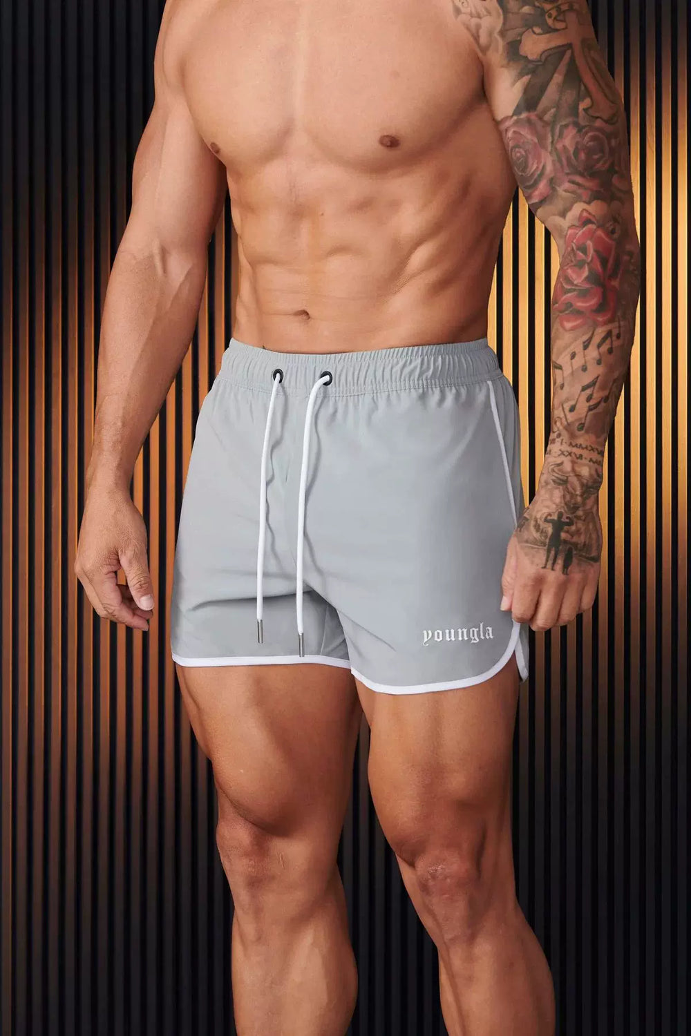 New American trendy brand YOUNG LA fitness shorts for runners, quick drying breathable running basketball shorts for men