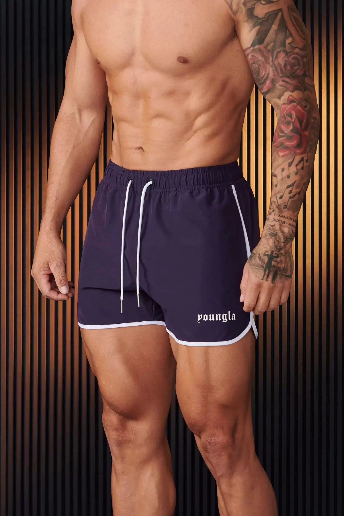 New American trendy brand YOUNG LA fitness shorts for runners, quick drying breathable running basketball shorts for men