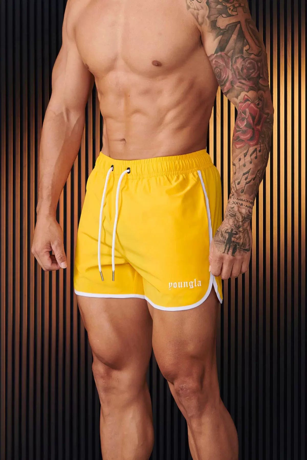 New American trendy brand YOUNG LA fitness shorts for runners, quick drying breathable running basketball shorts for men