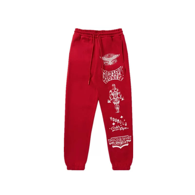 Autumn and Winter American Trendy Brand YOUNG LA New Muscle Fitness Sports Running Pants Casual Printed Leg Tights