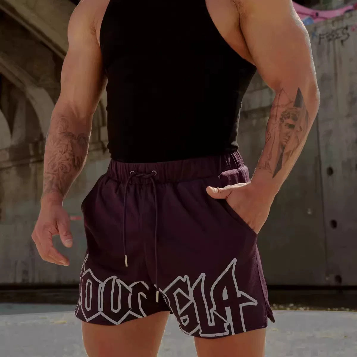 Summer New American Trendy Brand YoungLa Fitness Running Shorts Casual Basketball Shorts Cross border Foreign Trade