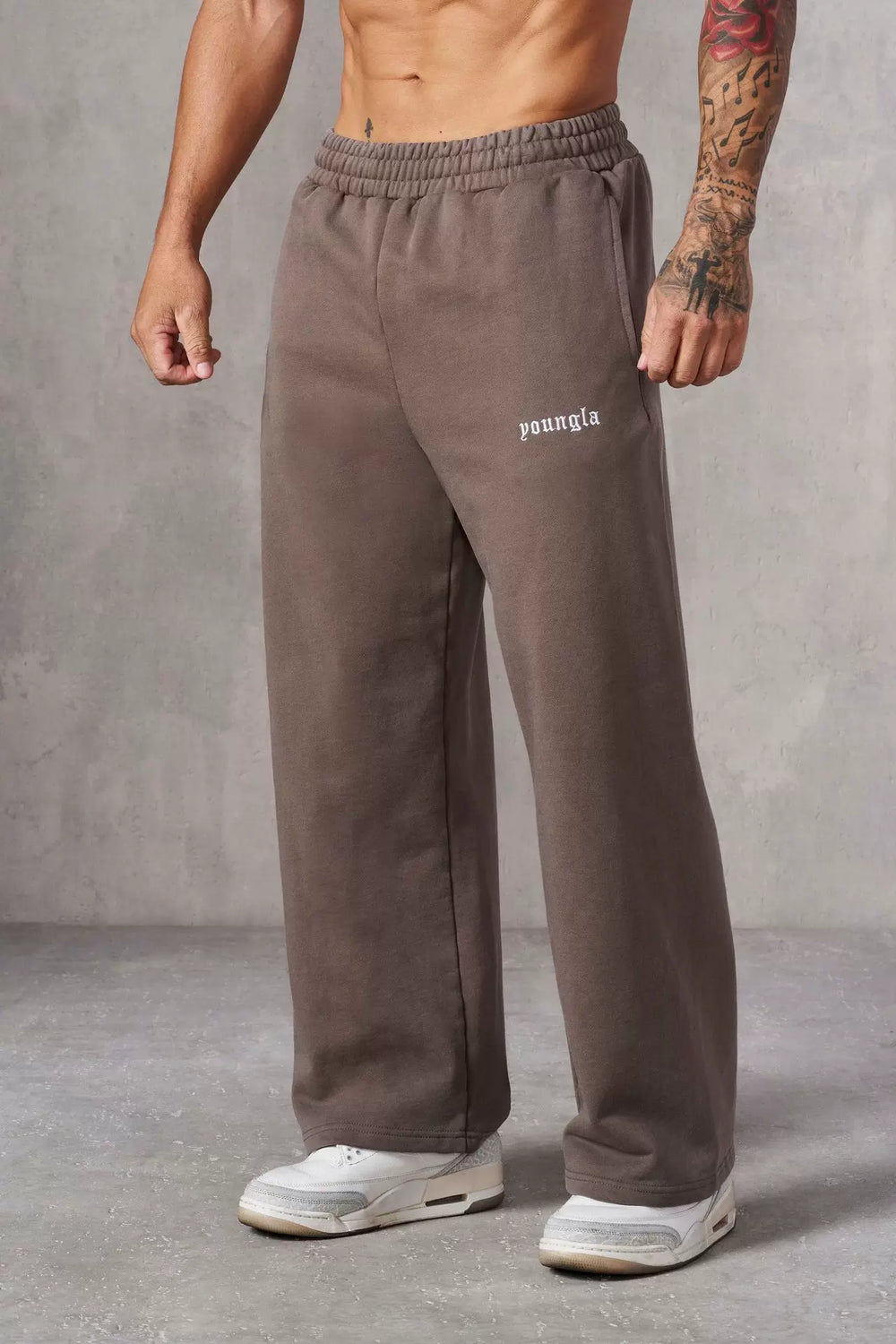 European and American fashion brand YOUNG LA men's straight leg sports pants, American jogging and fitness training embroidery casual long pants