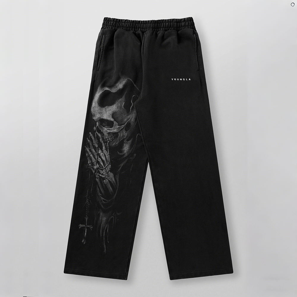 New American High Street Retro Hip Hop YOUNG LA Men's Fitness Sports Pants European and American Trendy Brand Casual Straight Pants