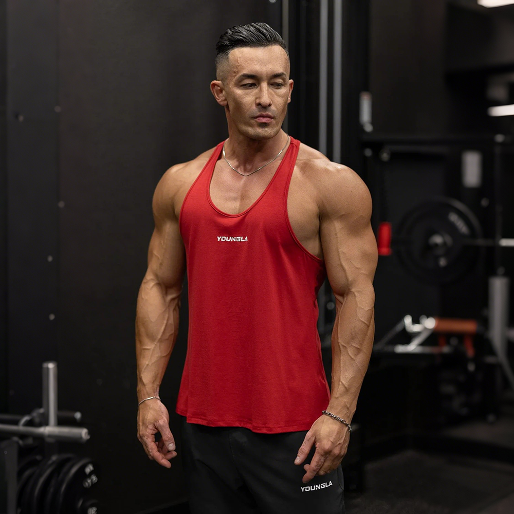 New American fashion brand YOUNG LA casual breathable iron tank top for running, sports, fitness training, sleeveless top