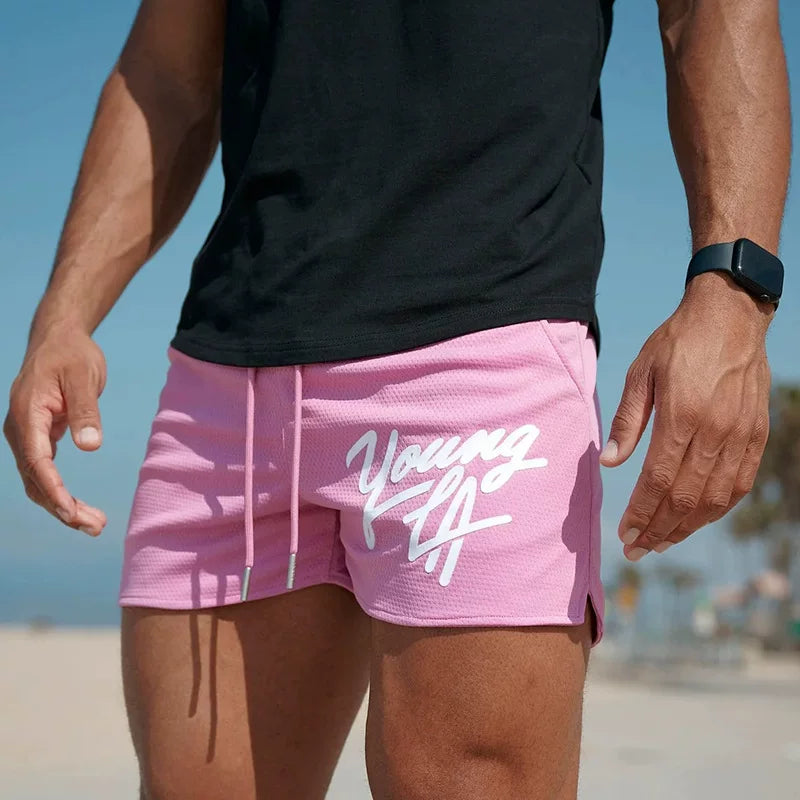American fashion brand Y0UNGLA shorts for foreign trade summer new trend fitness running sports basketball pants quarter pants