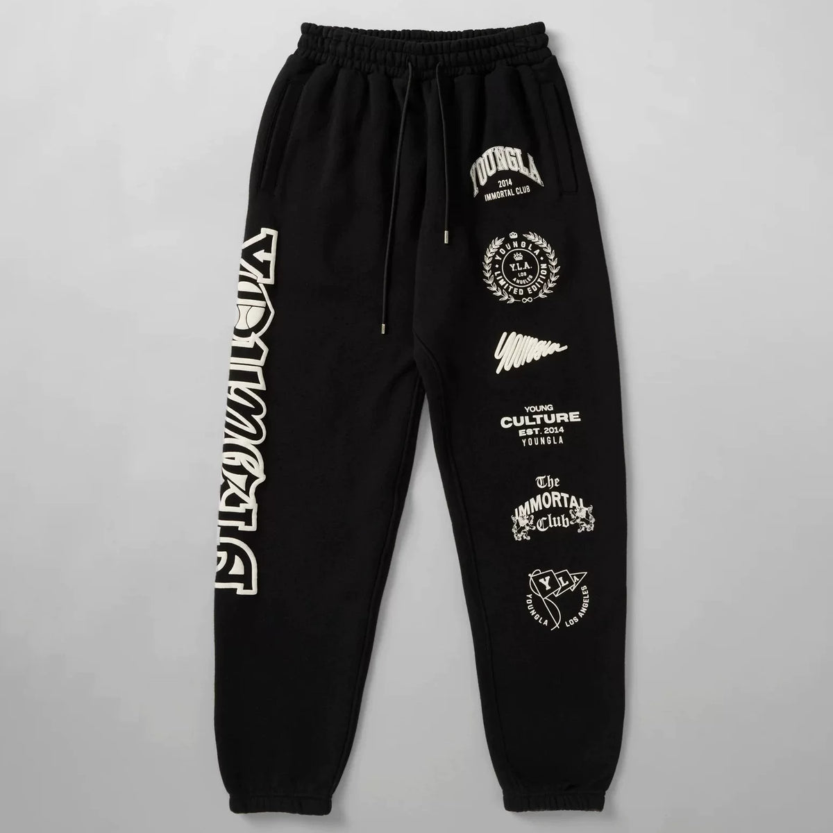 Cross-border foreign trade European and American trendy brand youngLa sports trousers American muscle fitness exercise casual foot trousers