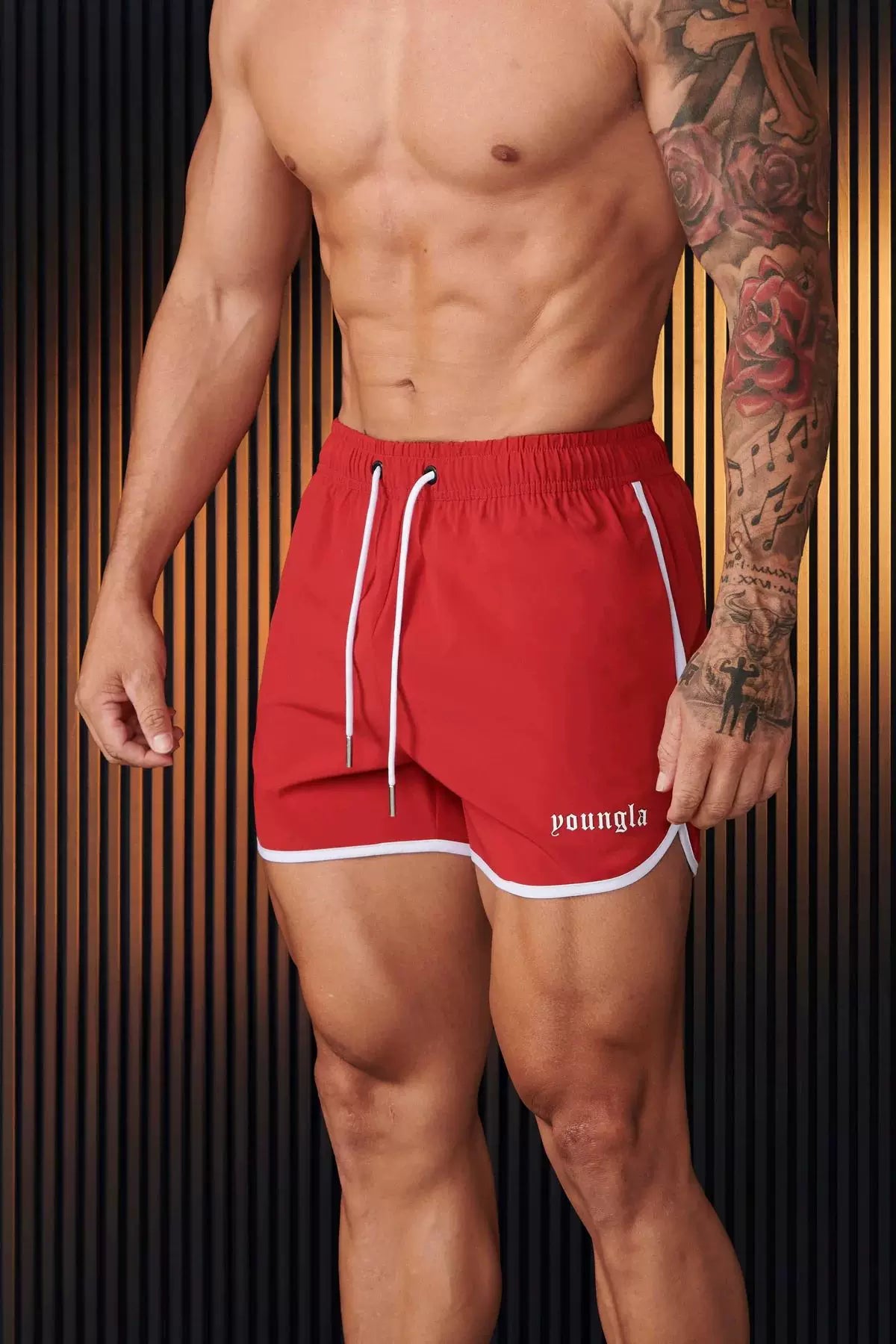 New American trendy brand YOUNG LA fitness shorts for runners, quick drying breathable running basketball shorts for men