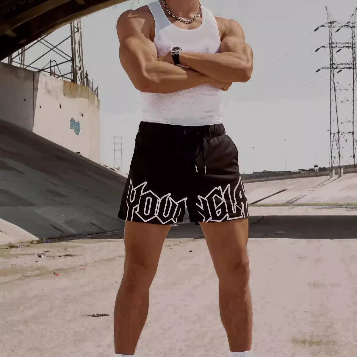 Summer New American Trendy Brand YoungLa Fitness Running Shorts Casual Basketball Shorts Cross border Foreign Trade