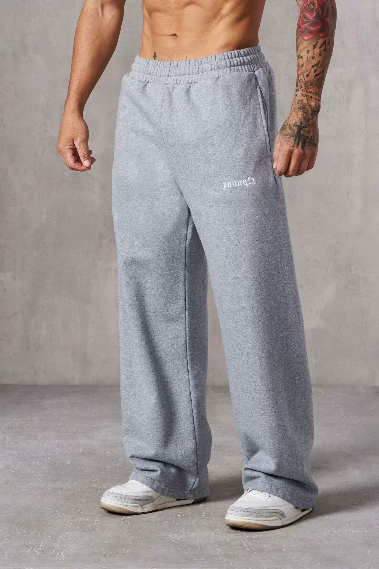 European and American fashion brand YOUNG LA men's straight leg sports pants, American jogging and fitness training embroidery casual long pants (1)