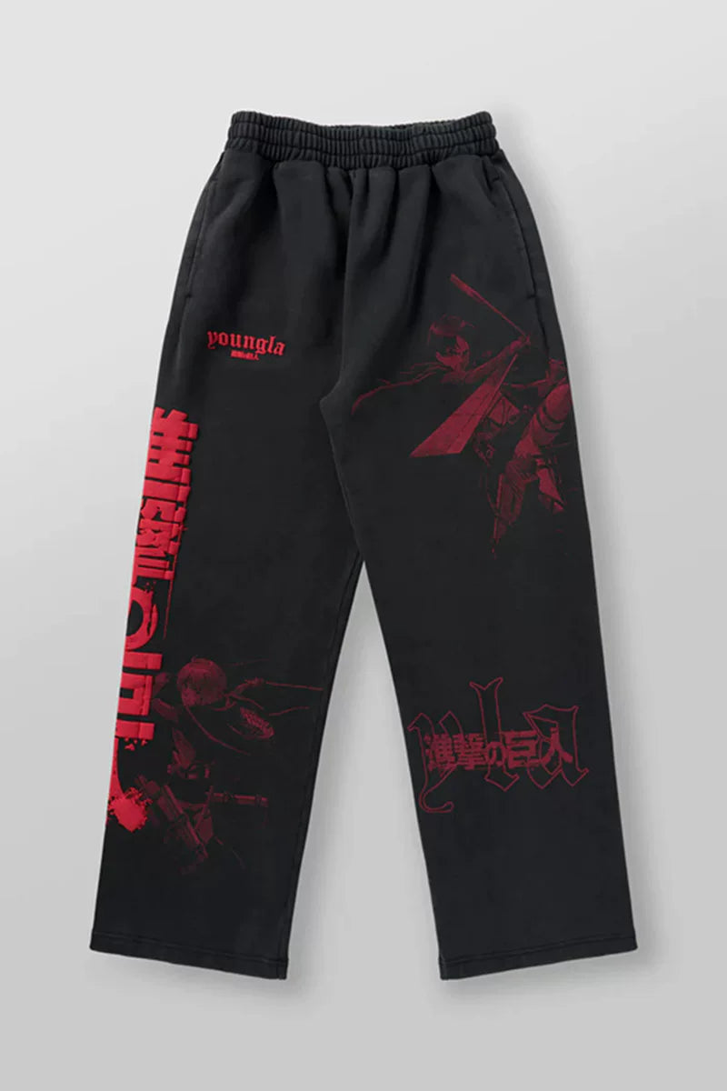 Spring and Autumn YoungLa pants American sports pants, fitness pants, cotton looped printed wide leg pants, cross-border foreign trade